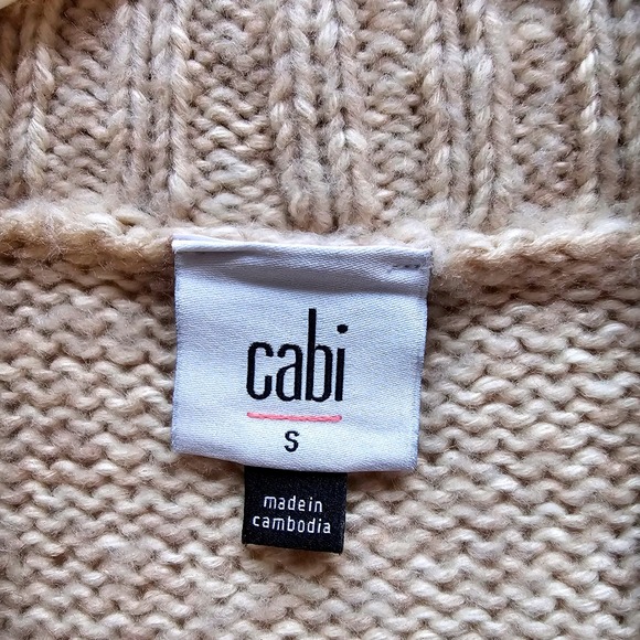 Cabi Beige Knit Shawl Collar Long Cardigan Sweater Button Front Pockets Size S - Picture 8 of 15